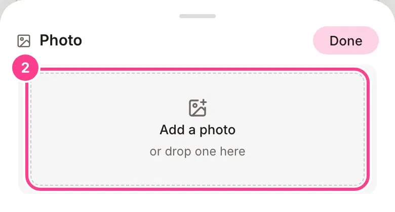 The Photo sheet with the Add a photo box circled