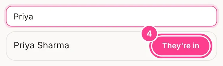 The door screen’s name search with the They’re in button circled