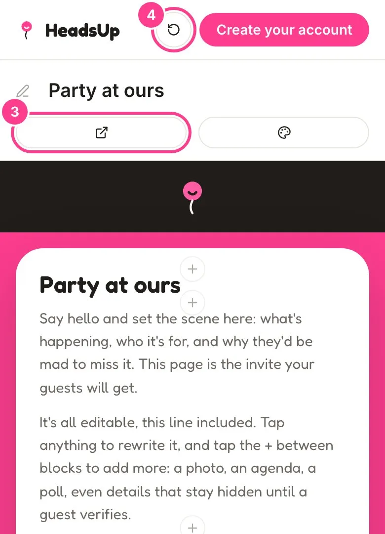 The playground editor with the View as guest and Start over buttons circled