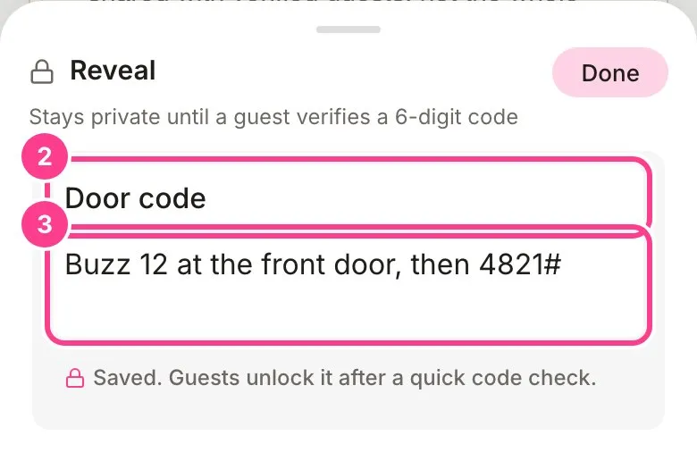 The Reveal sheet with the label and the hidden value circled