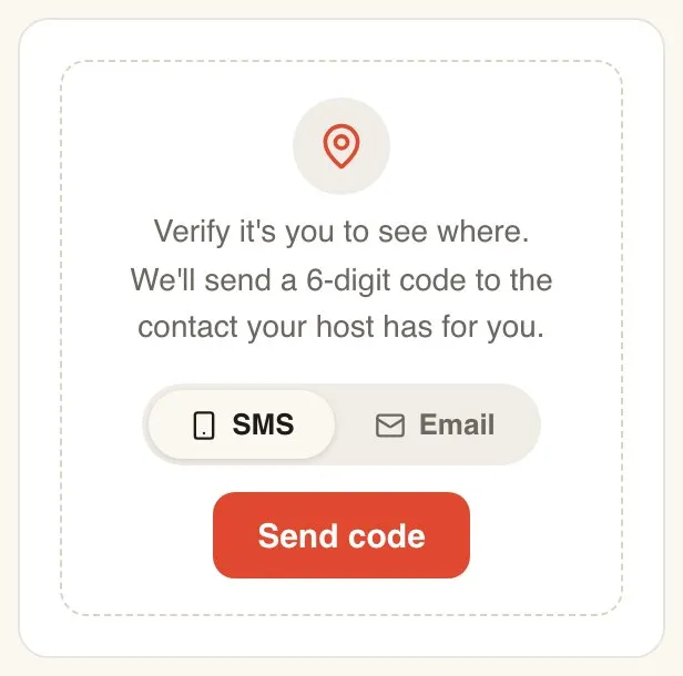 A locked Location block, asking the guest to verify to see where
