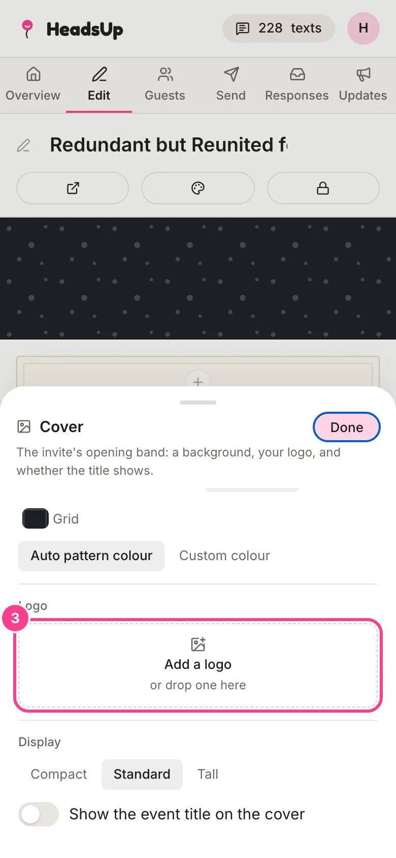 The lower half of the Cover panel with the Add a logo box circled