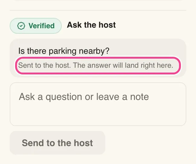 The sent question with its note circled