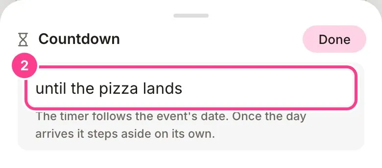 The Countdown sheet with the caption line circled